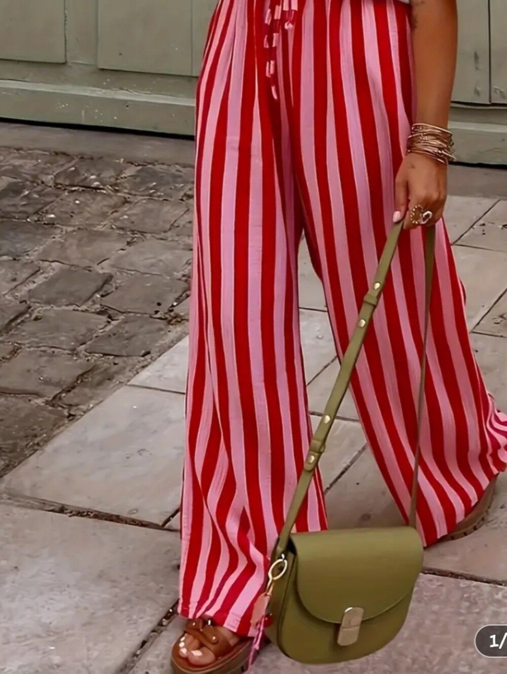 Womens Pink & Red Stripe Pants